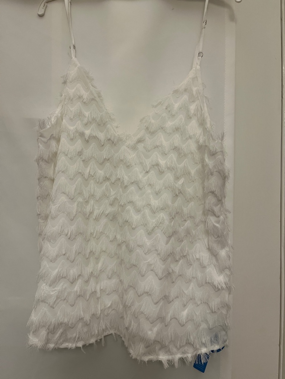Cupshe White Fringe Wave-Texture Camisole